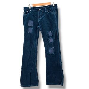 Clash Vintage Patchwork Corduroy Flare Jeans Blue 90s Y2K Grunge Indie Aesthetic